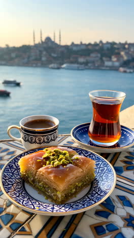 traditional turkish delights with a scenic view of istanbul