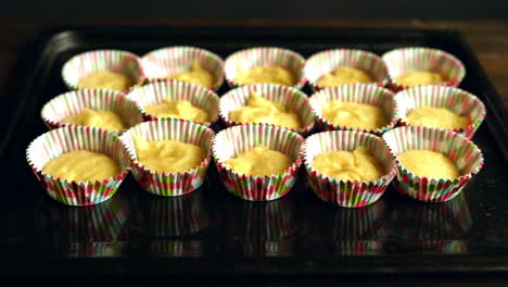 cooking cupcake. chef making muffins. baking muffins. raw dough cake