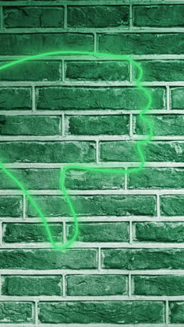 animación del icono del pulgar hacia abajo de neón brillante en la pared de ladrillo