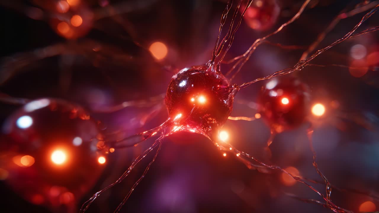 Stunning Close-Up of Neurons Illuminated in Vibrant Colors, Capturing the Intricate Details and Connections of Brain Cells and Neural Networks in Action