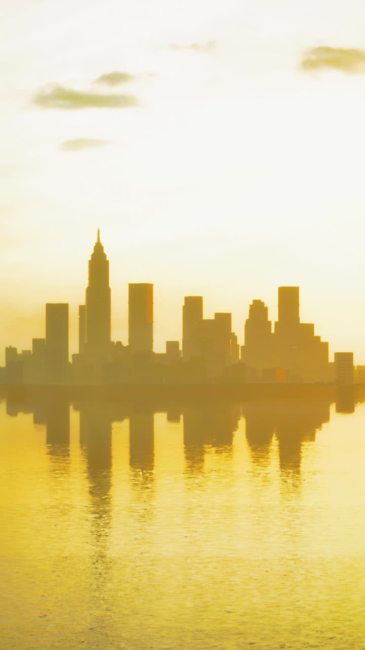 El horizonte de la ciudad al atardecer