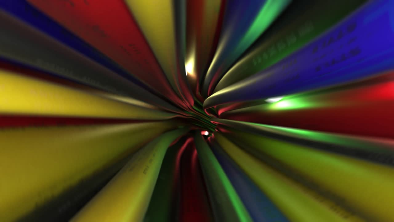 Fili cavi che volano attraverso dati internet rete elettrica circuito elettrico fibra 4k