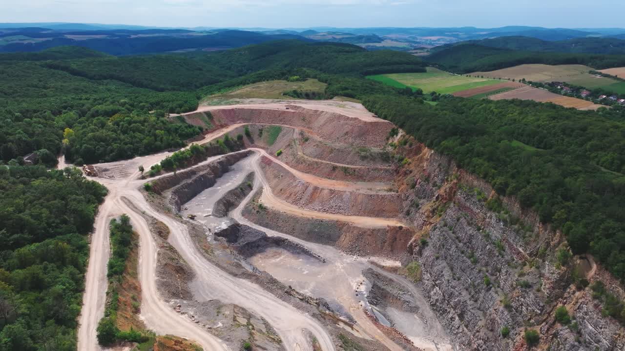 Aerial view of Morina quarry, extract natural resources, Czech Republic