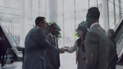 animation of data processing over diverse business people in office