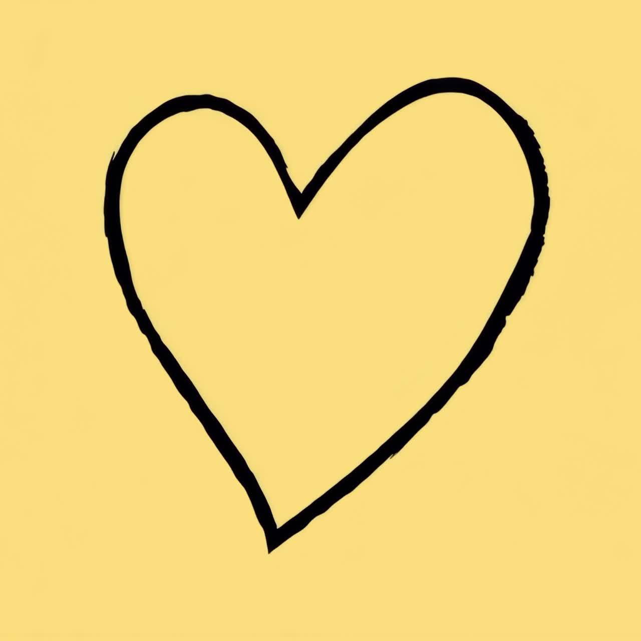 Simple heart on yellow background animation isolated asset, transparent 4K video, alpha channel