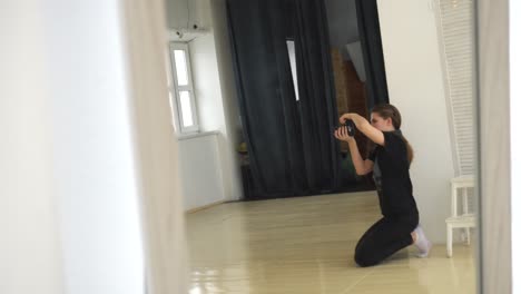 woman photographer in studio