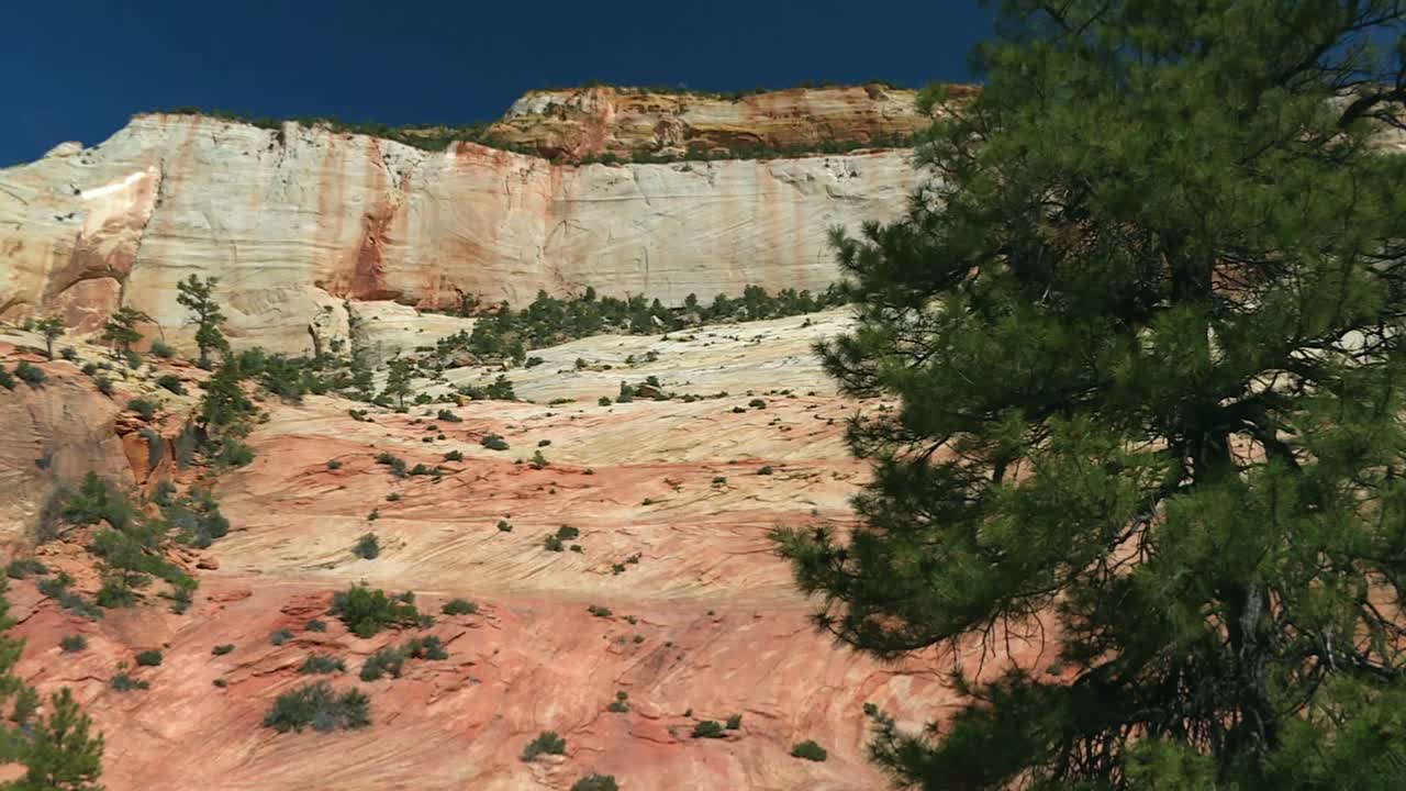 Slick Sandstone Cliff Formation In Zion National Park Canyon Landscape