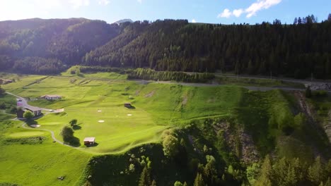 Drone-Aerial-Flight-Over-Switzerland-Town