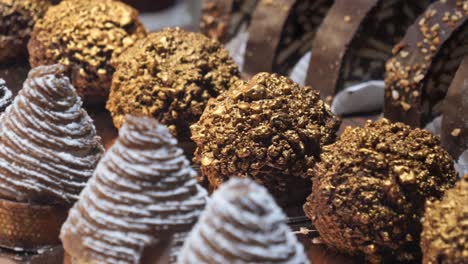 close up of pastries in a bakery