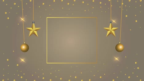 happy new year animation with golden balls and frame