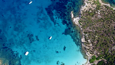 aerial drone view of cala sabina, golfo aranci, olbia, sardinia