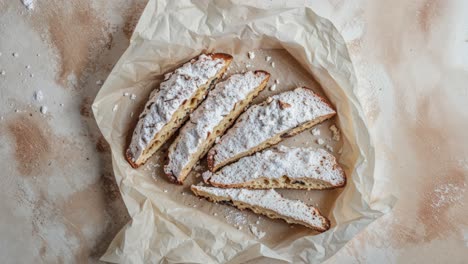 rebanadas de stollen, un pastel tradicional de navidad