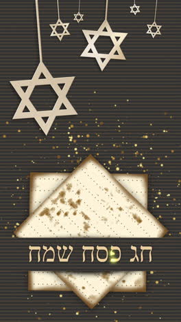 animation of stars of david and matzah bread on red background. jewish holiday of passover. vertical video.