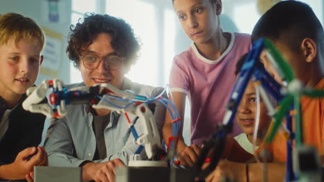 kids learning about robotics in a classroom