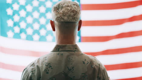 soldier saluting the american flag