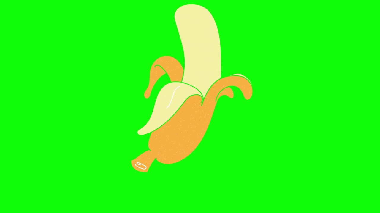 바나나 손으로 그린 녹색 스크린: 플로팅 루프 애니메이션