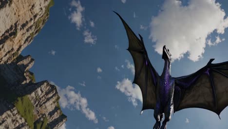 dragon soars above the ocean cliffs