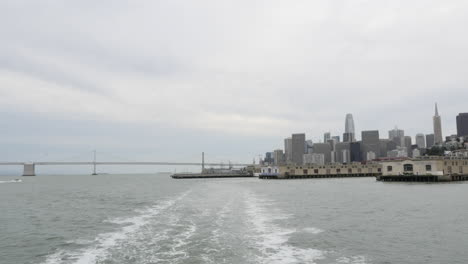 Exploring San Francisco by Boat Departing from Pier 23 with Bay and Skyline Vistas and Oakland Bay Bridge in California, USA