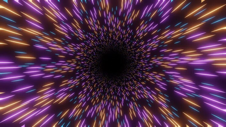 Light streaks tunnel, speed motion. Seamless looping