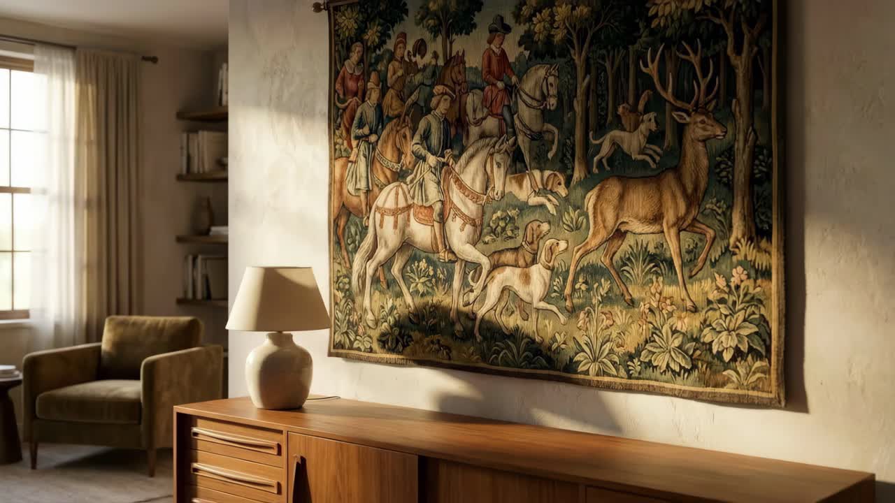 Tapet, der forestiller en jagt