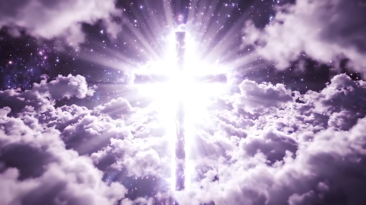Sfondo per Adorazione 4K: Croce Cristiana e Luce Celeste