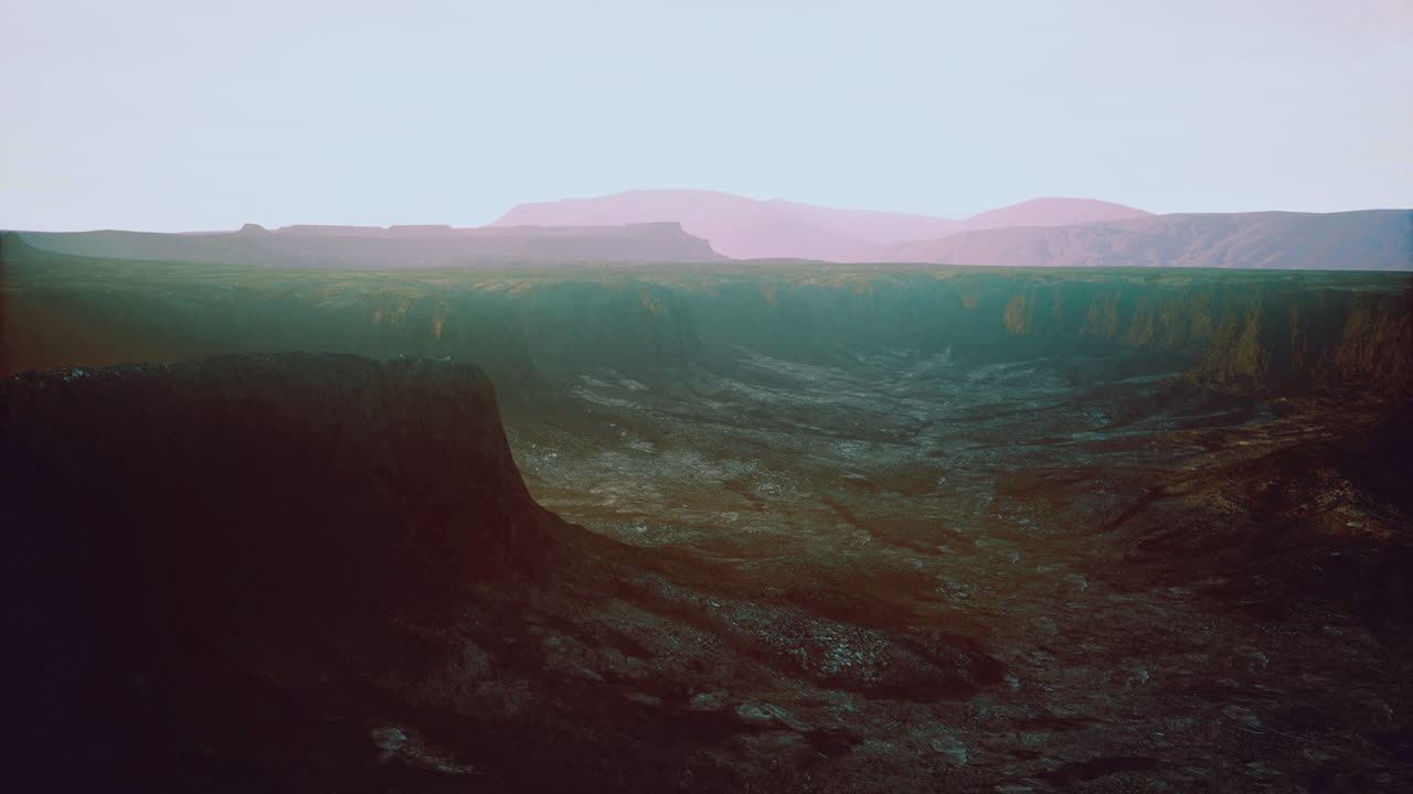 Stunning sunset view over a vast canyon landscape in a remote location