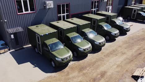 drone shot of ambulances made for ukraine