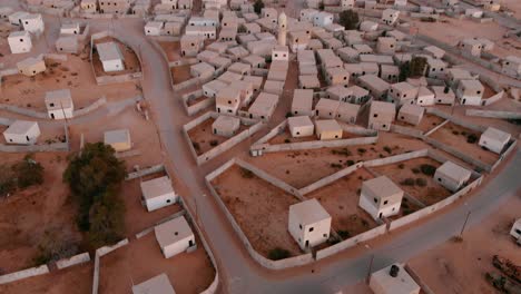 aerial shot of an old empty city in the desert in palestine near gaza