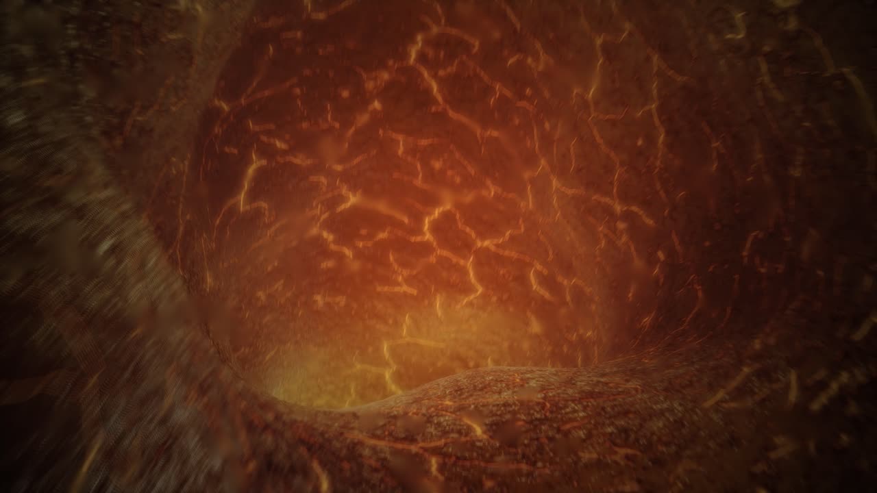 Tunnel Of Red Hot Lava In Seamless Loop
