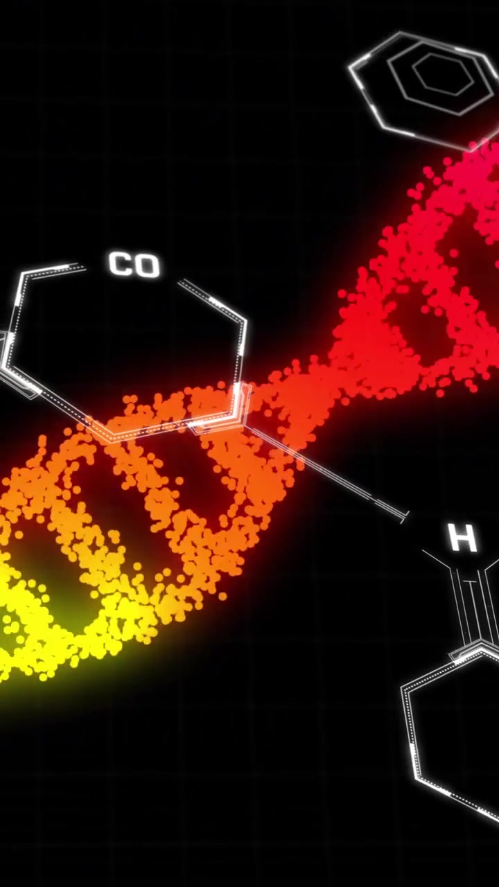 DNA ipliği ve kimyasal yapılar, bilimsel veri işleme animasyonu