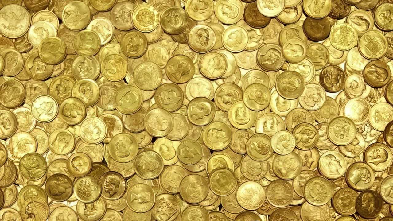 Pile of Gold Coins in Rotation