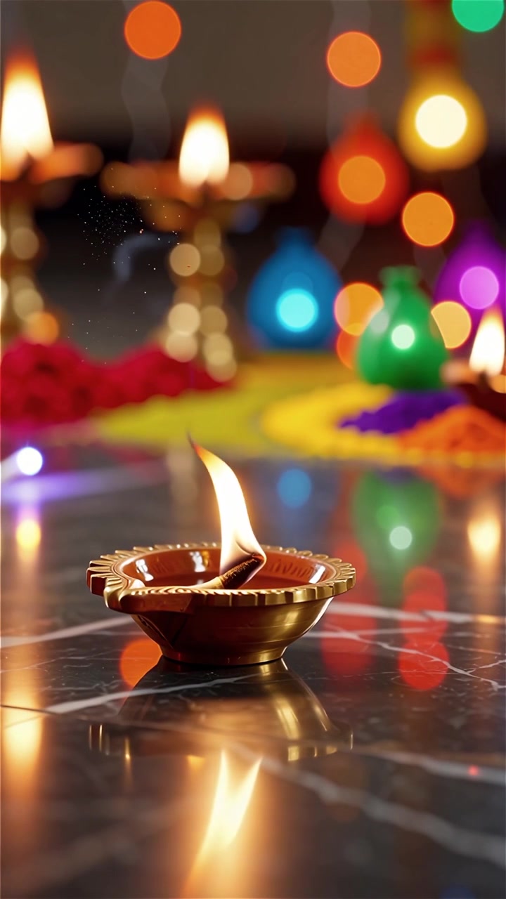 Sfondo del Festival Diwali con lanterne e decorazioni tradizionali Diyas.