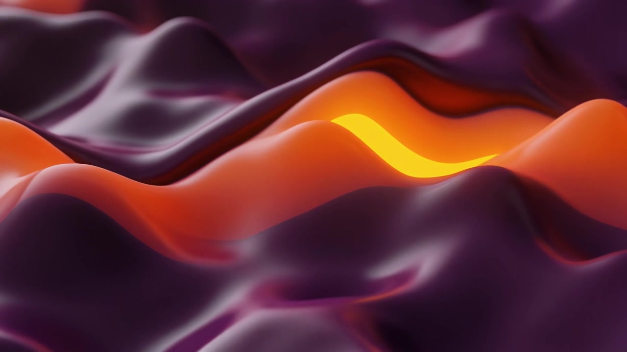 Abstract 3D Animation of Glowing Liquid Waves