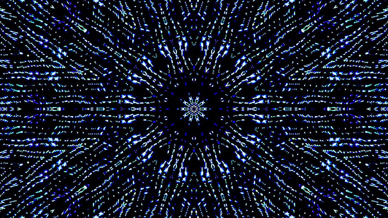 shining bright lines set blue wave motion, colorful, on black background