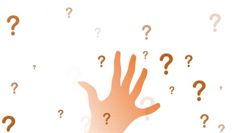 animation of question marks over hand on white background