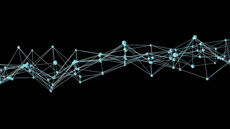 Animazione di una rete di connessioni su sfondo nero