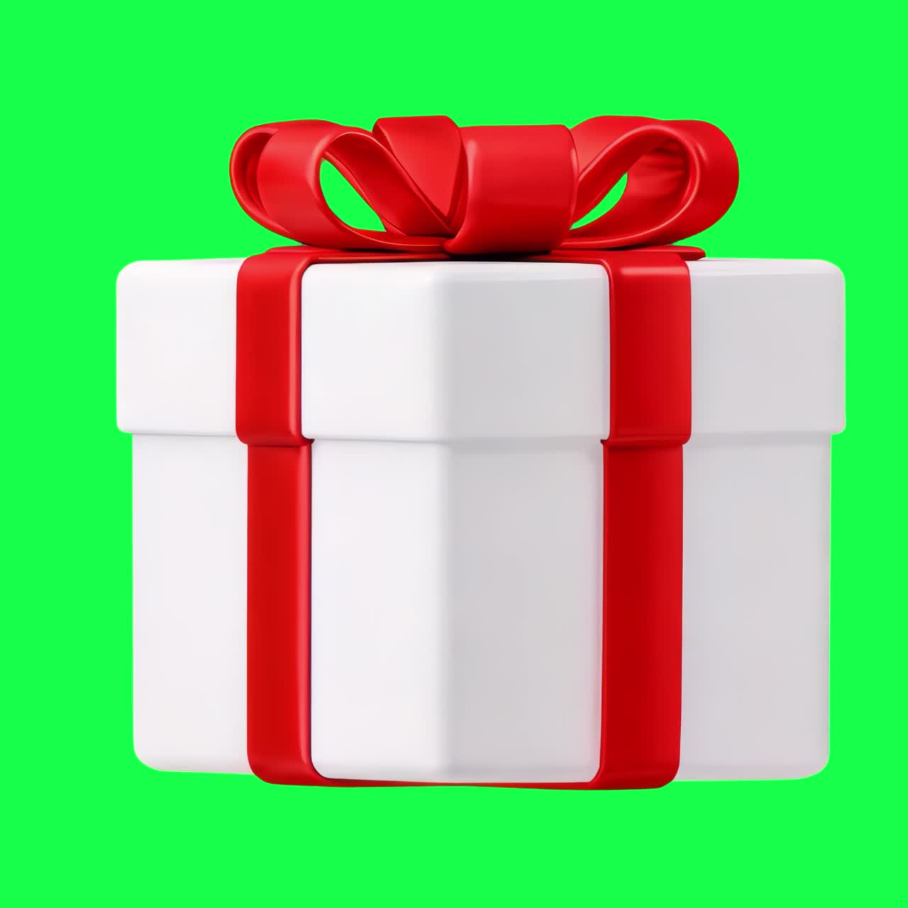 Gift box with red ribbon animation, transparent 4K video, green screen
