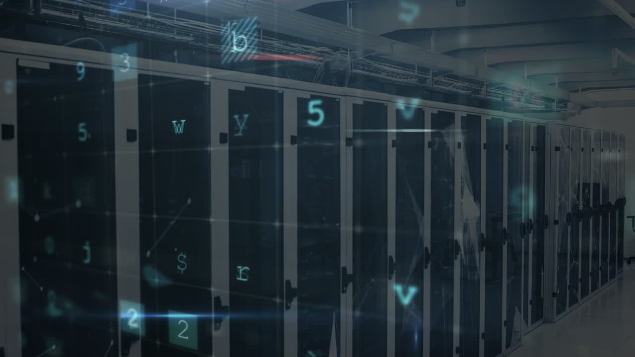 Animation of data processing over server room