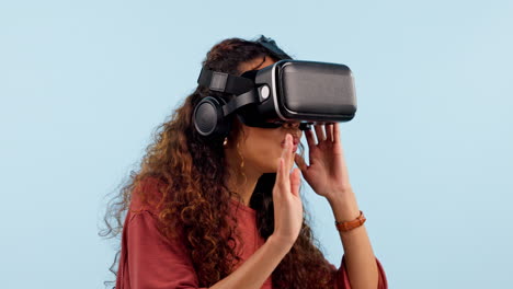 mujer, gafas de realidad virtual