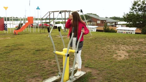 girl plays in the playground