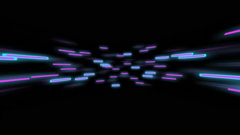 Animation-of-glowing-light-trails-of-data-transfer-moving-on-black-background