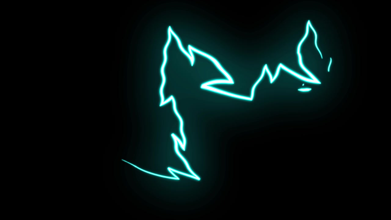 Effetto Fulmine Ciano Neon Animato su Sfondo Nero