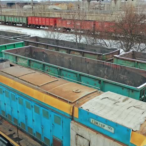 Container Freight Train On Station