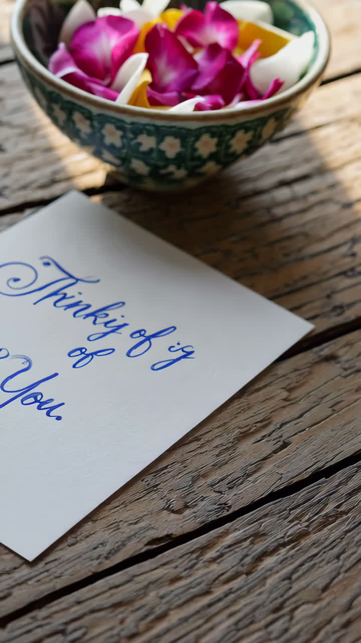 Thank You Card with Rose Petals
