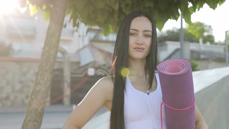 portrait of a beautiful sporty european woman looking at the camera yoga concept portrait of a beautiful sporty european woman looking at the camera yoga concept