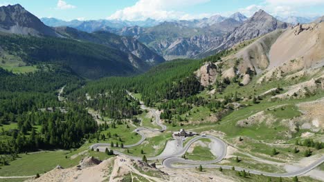 mountain pass col izoard in french alps, france - aerial 4k