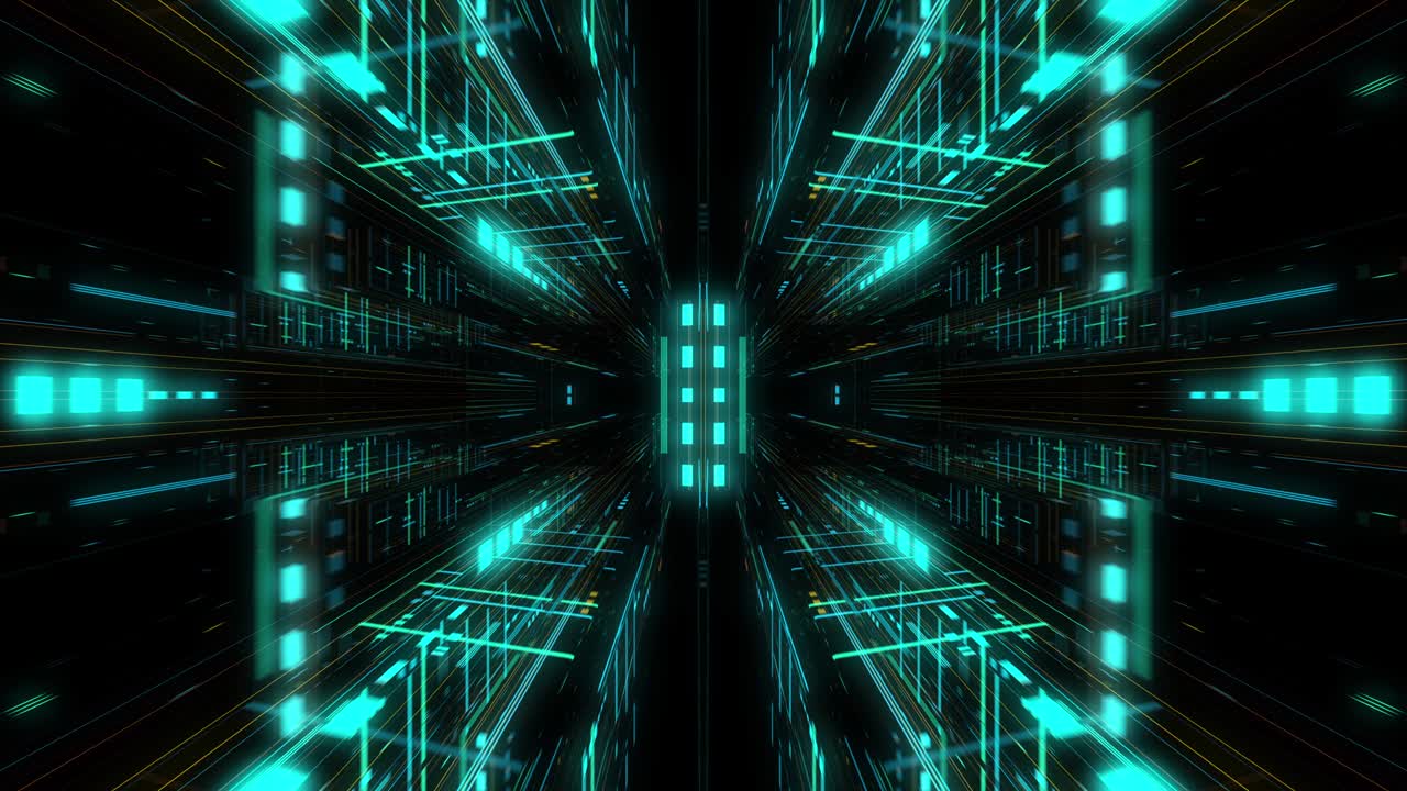 AI artificial intelligence and ML machine learning abstract concept, CPU GPU computing core with information streams. Data deep learning computer machine. Seamless loop, 3D render g