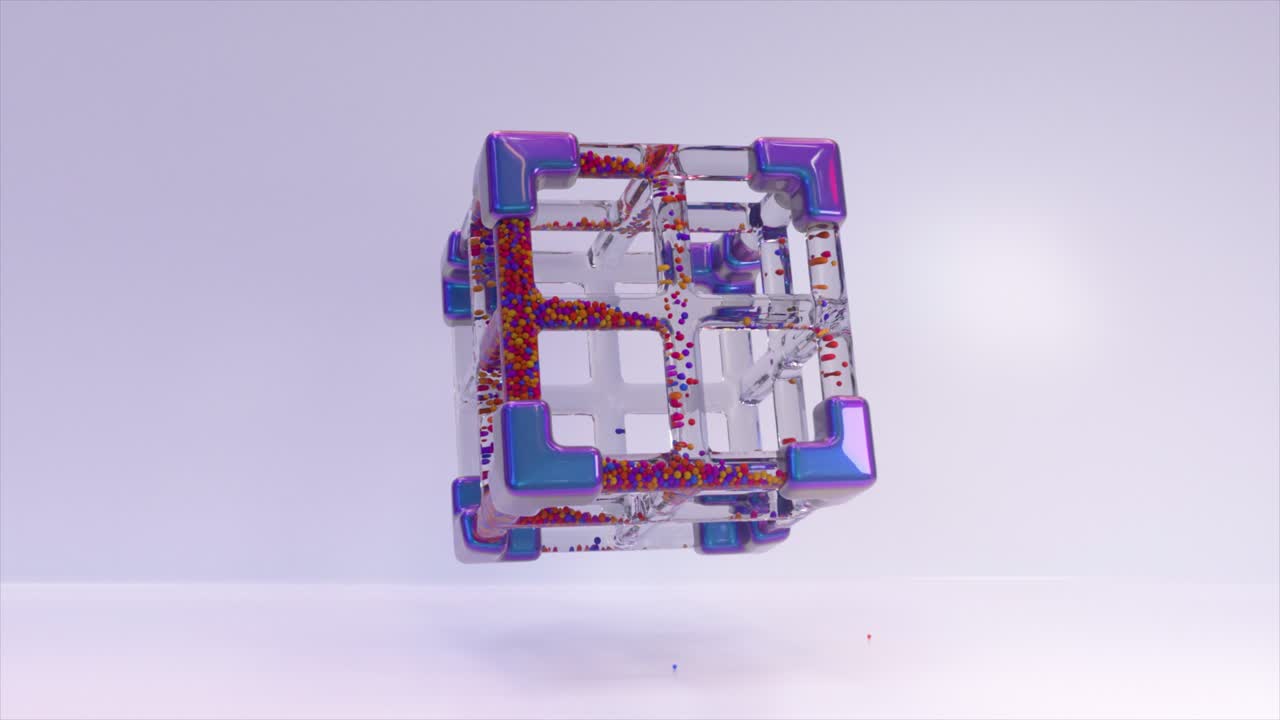 абстрактный 3d рендеринг фиолетового стеклянного куба