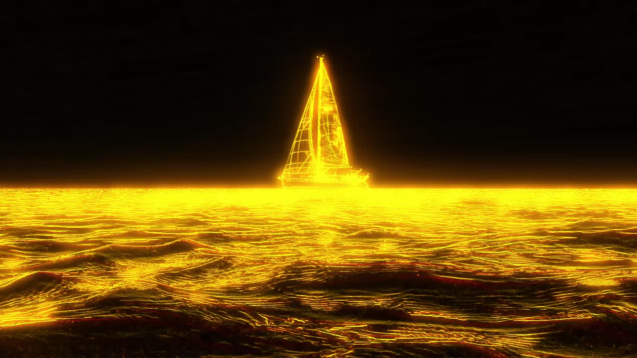 잔잔한 바다에서 항해하는 작은 요트 보트의 저각 해수면