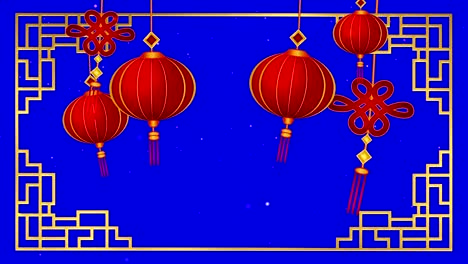 chinese new year greetings on blue background looped for keying